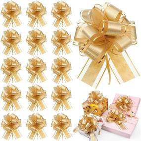 img 4 attached to 🎁 20 Prime Pull Bows for Gift Baskets - Ideal for Wedding, Floral & Christmas Decor - 6" Diameter (Gold)