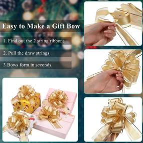 img 2 attached to 🎁 20 Prime Pull Bows for Gift Baskets - Ideal for Wedding, Floral & Christmas Decor - 6" Diameter (Gold)