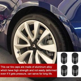 img 3 attached to 🚗 Universal Car Tire Valve Stem Caps for Tesla Roadster Model S Model X Model 3 - Premium Aluminum 4pcs (Black) - Suitable for Cars, Motorbikes, Trucks, Bikes, and Bicycles