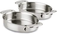 all-clad 59900 oven-safe stainless steel 7-inch oval-shaped baker set - 2-piece specialty cookware in elegant silver logo