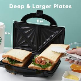 img 2 attached to VCJ Electric Panini Grill Toaster: Extra Deep Non-stick Plates, Indicator Light | Easy to Clean & Store Sandwich Maker