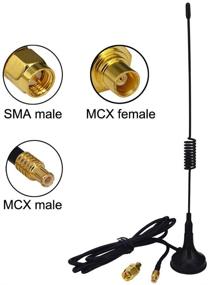 img 1 attached to 🔍 Enhanced 1090MHz Antenna: onelinkmore MCX Plug Connector 2.5dbi Gains ADS-B Aerial with Magnet Base & RG174 1M Cable + MCX Female to SMA Male Adapter