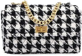 img 4 attached to Leather Houndstooth Shoulder Fashion Crossbody Women's Handbags & Wallets