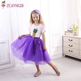 img 3 attached to 👗 Zcaynger Fluffy Ribbon Girls' Clothing and Skirts & Skorts with 4-Layer Dancing Design