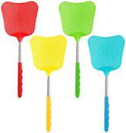 🪰 stuhad heavy duty retractable fly swatters set - durable telescopic extendable stainless steel handles for home, classroom, office - 4 pcs, 4 colors logo