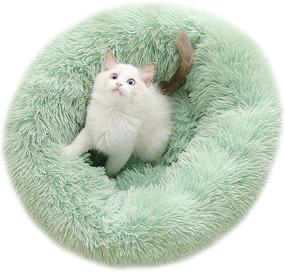 img 4 attached to 🐾 Washable Calming Fur Donut Dog Bed - URBEST, for Small, Medium & Large Dogs, Luxury Cuddler Ultra Soft Pet Cat Mat, Round Fluffy Cushion Bed