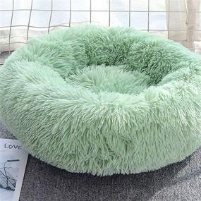 img 2 attached to 🐾 Washable Calming Fur Donut Dog Bed - URBEST, for Small, Medium & Large Dogs, Luxury Cuddler Ultra Soft Pet Cat Mat, Round Fluffy Cushion Bed