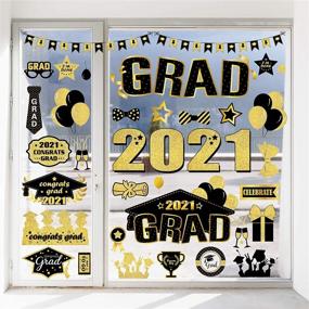 img 2 attached to 🎓 2021 Стикеры для окон выпускного - Большой размер класса 2021 Стикеры для окон выпускников, украшения и съемные декали выпускника для колледжа, университета, класса старшей школы - черные и золотые припасы для вечеринки выпускников