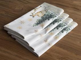 img 2 attached to 🦌 Maison d' Hermine Deer in The Woods 100% Cotton Soft and Comfortable Set of 4 Napkins: Ideal for Family Dinners, Weddings, Cocktail Parties, Kitchen Use, Thanksgiving/Christmas (20 Inch by 20 Inch).