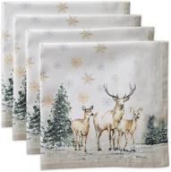 🦌 maison d' hermine deer in the woods 100% cotton soft and comfortable set of 4 napkins: ideal for family dinners, weddings, cocktail parties, kitchen use, thanksgiving/christmas (20 inch by 20 inch). logo