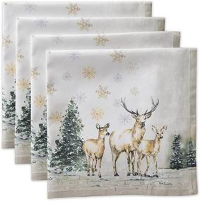 img 4 attached to 🦌 Maison d' Hermine Deer in The Woods 100% Cotton Soft and Comfortable Set of 4 Napkins: Ideal for Family Dinners, Weddings, Cocktail Parties, Kitchen Use, Thanksgiving/Christmas (20 Inch by 20 Inch).