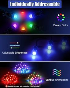 img 3 attached to 🎄 100pcs GMJYC WS2811 Pixels Christmas Lights Outdoor - Individually Addressable IP68 Diffused Digital RGB LED String Light with 3 Pin Waterproof Connector 12mm Dream Color Black Wire for Party/Garden - 12V