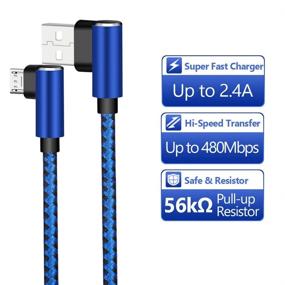 img 2 attached to 🔌 CTREEY Micro USB Cable, 90 Degree 3 Pack 10FT Long Premium Nylon Braided Android Fast Charger USB to Micro USB Charging Cable for Samsung Galaxy S7 Edge/S6/S5 - Blue (3 Pack 10FT x3)