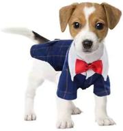 🐶 threedog dog tuxedo suit: red fashion dress for wedding party, with bow tie - navy blue, size m логотип