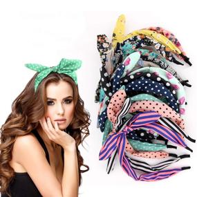 img 4 attached to 6 Pcs Colorful Fashion Floral Polka Dot Stripe Headbands for Women and Girls - Lovely Ears Hairbands