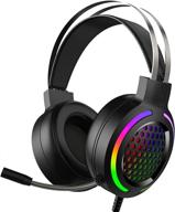 🎧 7.1 surround sound gaming headset with noise cancelling mic, bass surround, soft memory earmuffs, rainbow led backlit - compatible with pc, ps4, xbox one controller (adapter not included) логотип