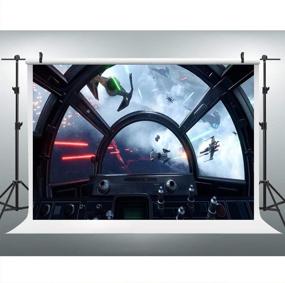 img 4 attached to 🚀 9x6FT Red Laser Missile Photography Backdrop for Party: Spaceship Deck Cockpit, Spacecraft Sci-Fi Wars Millennium Falcon Background, Photo Booth Studio Props LYLU584