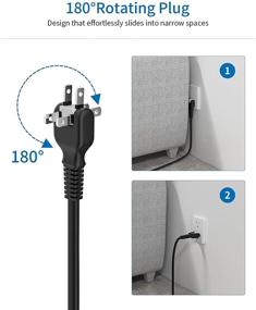 img 3 attached to NTONPOWER 6-розеточная планка с защитой от напряжения и USB-портами, удлинитель на 10 футов с плоским вилком - идеально подходит для домашнего офиса | Включено в список ETL