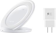 samsung qi certified fast charge wireless charging pad stand - supports wireless charging on qi compatible smartphones - white logo