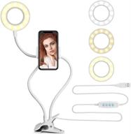 varipowder selfie ring light with cell phone holder stand - flexible arms, 3 lighting modes, 10 brightness levels - compatible with android & iphone for youtube, live stream, makeup (white) logo