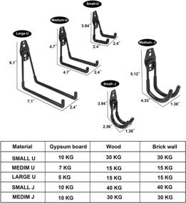 img 1 attached to 🔧 Tooc Steel Garage Hooks 5 Pack, Wall Double Hook Storage Utility, for Efficiently Organizing Power Tools, Ladders, Bicycles, Bulk Items(Black)