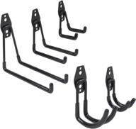 🔧 tooc steel garage hooks 5 pack, wall double hook storage utility, for efficiently organizing power tools, ladders, bicycles, bulk items(black) logo