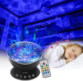 img 1 attached to 🌊 Black StarLight Ocean Wave Projector - 7 Color Night Light, Mini Music Player & Remote Control