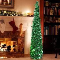 🎄 5ft collapsible christmas tree - green tinsel coastal christmas tree for holiday decorations - aytai логотип