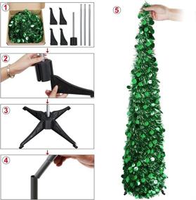 img 1 attached to 🎄 5ft Collapsible Christmas Tree - Green Tinsel Coastal Christmas Tree for Holiday Decorations - Aytai