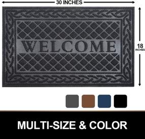 img 3 attached to 🚪 Durable Heavy Duty Rubber Doormat – Mibao Welcome Mat, Non-Slip & Easy to Clean, Indoor/Outdoor Entrance Rug, Absorbent Water, Low-Profile for Entry, Patio, Garage (18×30, Black)
