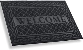 img 4 attached to 🚪 Durable Heavy Duty Rubber Doormat – Mibao Welcome Mat, Non-Slip & Easy to Clean, Indoor/Outdoor Entrance Rug, Absorbent Water, Low-Profile for Entry, Patio, Garage (18×30, Black)