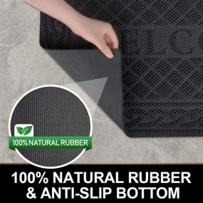 img 2 attached to 🚪 Durable Heavy Duty Rubber Doormat – Mibao Welcome Mat, Non-Slip & Easy to Clean, Indoor/Outdoor Entrance Rug, Absorbent Water, Low-Profile for Entry, Patio, Garage (18×30, Black)