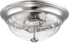 img 4 attached to 💡 Stylish and Modern Madalyn 13&#34; Brushed Nickel Flush Mount Seeded Glass Bowl Indoor Light