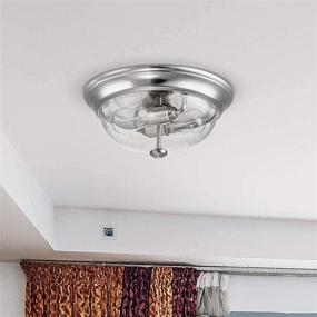 img 3 attached to 💡 Stylish and Modern Madalyn 13&#34; Brushed Nickel Flush Mount Seeded Glass Bowl Indoor Light