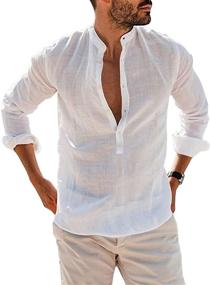 img 4 attached to Футболки Henley из хлопка Bbalizko с коротким рукавом: удобная и стильная одежда для мужчин