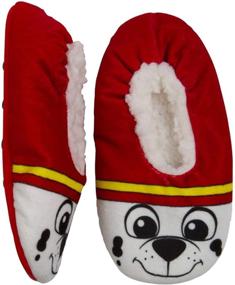 img 2 attached to Nick Jr. PAW Patrol Fuzzy Bobba Marshall Slippers - Red - Toddlers' Unisex Collection (Sizes 2T-3T, Shoe Size Range: 4 1/2-7 1/2)