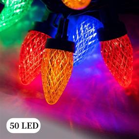 img 1 attached to 🎄 Dazzle Bright 24.5 Feet Christmas C9 String Lights, 50 LED 120V Extendable Green Wire Fairy Lights Outdoor, UL Certified for Patio, Xmas Tree, Wedding, Yard, Home, Party Decorations (Multi-Colored)