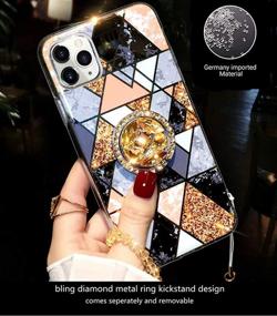 img 3 attached to 💎 Aulzaju iPhone 12 Pro Max Case for Women with Ring Kickstand - Luxury Glitter PC Back, Rugged Marble Design, Cute Sleek Bling Diamond Rhinestone Bead Lanyard Bumper Cover for iPhone 12 Promax