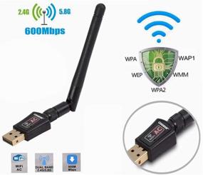 img 2 attached to 📶 OSGEAR USB WiFi Adapter 600Mbps Wireless Card Network Dongle for PC Laptop Desktop with High Gain 5dBi Antenna Dual Band 802.11a 2.4GHz 150Mbps 5GHz 433Mbps Supports Windows 10 8 7 XP Vista Mac OS Linux