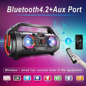 img 3 attached to 🔊 Беспроводная акустика с Bluetooth - Мощные наружные колонки 30W с сабвуфером, FM-радио, красочной RGB-подсветкой, настройками эквалайзера, стереозвуком, 10-часовым временем работы - идеальны для дома, вечеринок, кемпинга и путешествий.