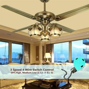 img 2 attached to Aiwode Ceiling Fan Switch: 3-Speed 4-Wire Pull Chain Switch for Fan Speed Control - Black Nickel (2-Pack)