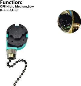 img 1 attached to Aiwode Ceiling Fan Switch: 3-Speed 4-Wire Pull Chain Switch for Fan Speed Control - Black Nickel (2-Pack)