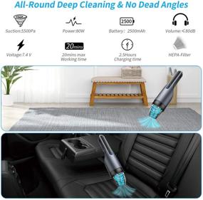 img 3 attached to 🚗 Deyooxi Car Vacuum Cleaner: Cordless Rechargeable with 5500PA Powerful Suction – Portable & Efficient 2500mAh Vacuum Cleaner for Car and Household Dry Use, with 2 Cleaning Nozzles and Washable Filter