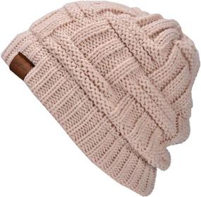 img 3 attached to 🧣 Winter Warm Beanie Tail for Women: Rosoz Ponytail Beanie - Soft Stretch Cable Knit Messy High Bun Hat