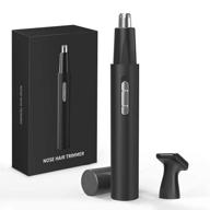 usb rechargeable nose and ear hair trimmer: professional, painless clippers with dual edge blades for men and women - waterproof and easy to clean (black) logo