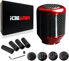 img 4 attached to ICBEAMER Гоночный стиль Красный алюминий с углеродным волокном Мини короткий переключатель передач вручную Палка скоростей 5 6 скоростей