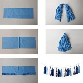 img 1 attached to 🎉 Mefuny DIY Party Garland Decor: Blue, Navy, White, Silver - Tissue Paper Tassel for All Events & Occasions