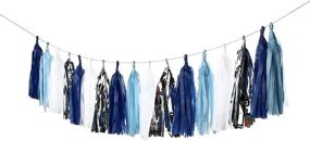 img 2 attached to 🎉 Mefuny DIY Party Garland Decor: Blue, Navy, White, Silver - Tissue Paper Tassel for All Events & Occasions