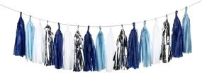 img 4 attached to 🎉 Mefuny DIY Party Garland Decor: Blue, Navy, White, Silver - Tissue Paper Tassel for All Events & Occasions