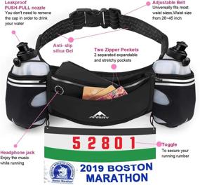 img 2 attached to 👟 ANMRY Running Belt Water Belts for Woman and Men - Stay Hydrated with this Convenient Hydration Belt Waist Pack - 2 Pockets, 2 Water Bottles for Running, Hiking, Cycling, Marathon, Fits Any Phone Size